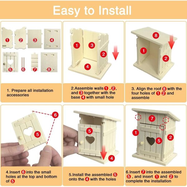 Golgner Casetta WC in Miniatura 13 pezzi in Legno con 10 Rotoli di Carta Igienica