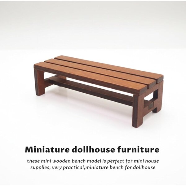 Mini-Holzbank 1:12 Set 2-teilig für Puppenhaus und Modellbau