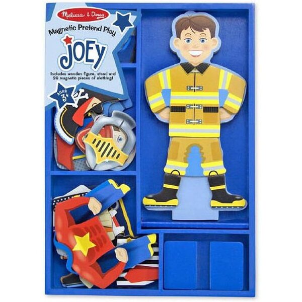 Joey – Magnetische Holzpuppe mit Ständer und Kleidung Melissa & Doug + gratis Mini-Block-Kratzkunst