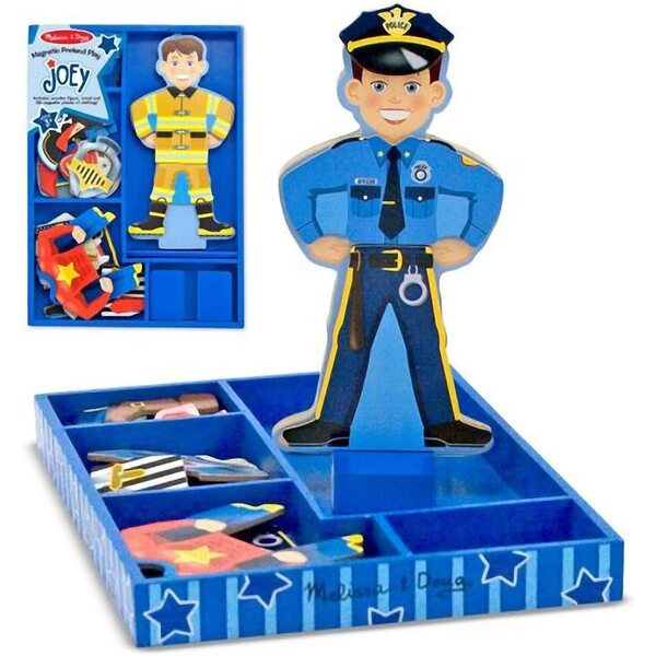 Joey – Magnetische Holzpuppe mit Ständer und Kleidung Melissa & Doug + gratis Mini-Block-Kratzkunst