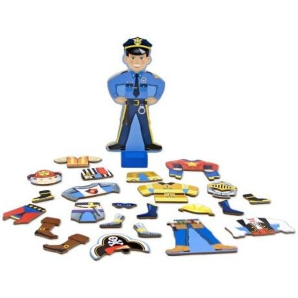 Joey – Magnetische Holzpuppe mit Ständer und Kleidung Melissa & Doug + gratis Mini-Block-Kratzkunst