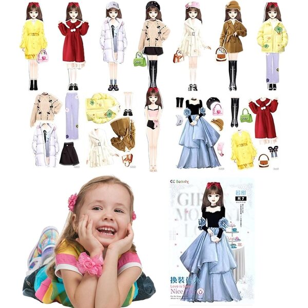 Set magnetischer Papierkleidung für Mädchen – Tragbares Kreativspiel 27 x 18,5 cm