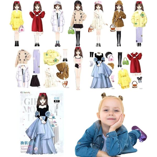 Set magnetischer Papierkleidung für Mädchen – Tragbares Kreativspiel 27 x 18,5 cm