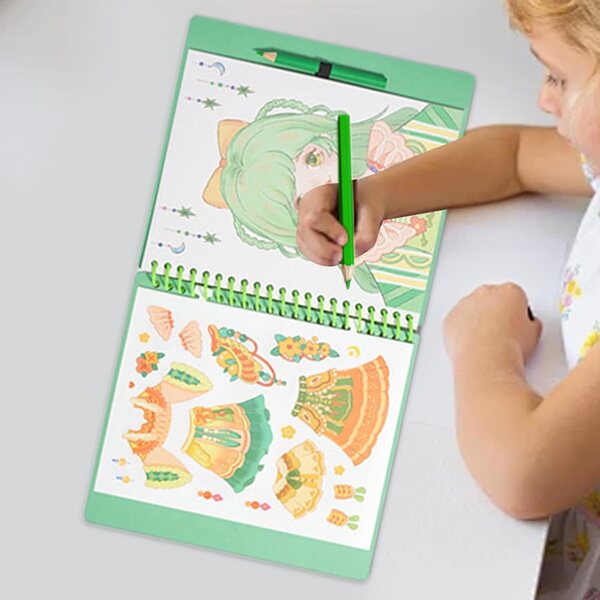 Kleidungs-Aktivitätsbuch mit Aufklebern für Mädchen – kreatives Mode- und Make-up-Set
