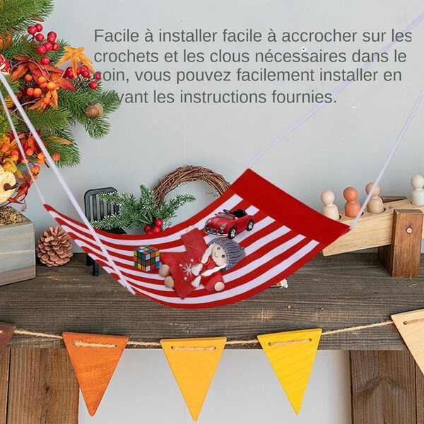 Hamac rayé de Natale per bambolae - Decorazioni festive per casa di bambole