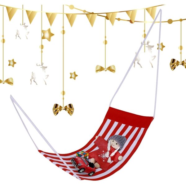 Hamac rayé de Natale per bambolae - Decorazioni festive per casa di bambole