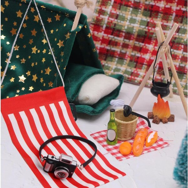 Hamac rayé de Natale per bambolae - Decorazioni festive per casa di bambole