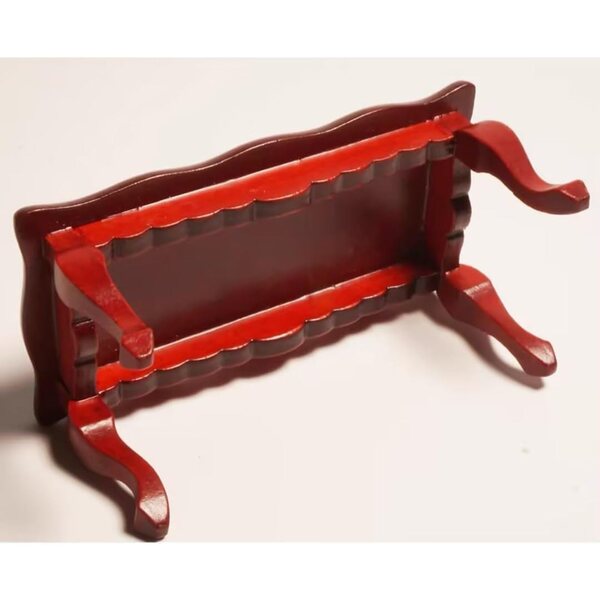 Tavolino classico in legno rosso scala 1:12 per casa delle bambole, 9,1x4,4x14,2 cm