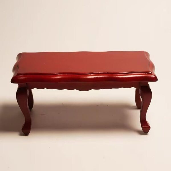 Tavolino classico in legno rosso scala 1:12 per casa delle bambole, 9,1x4,4x14,2 cm