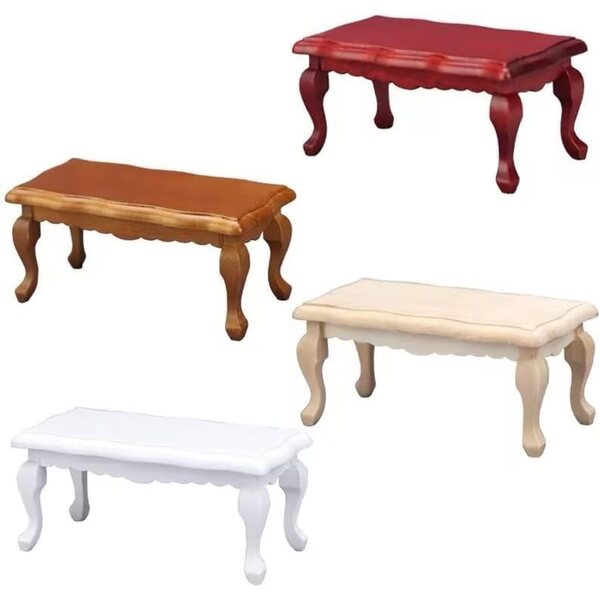 Tavolino classico in legno rosso scala 1:12 per casa delle bambole, 9,1x4,4x14,2 cm