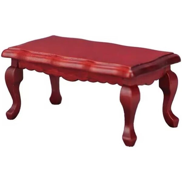 Tavolino classico in legno rosso scala 1:12 per casa delle bambole, 9,1x4,4x14,2 cm
