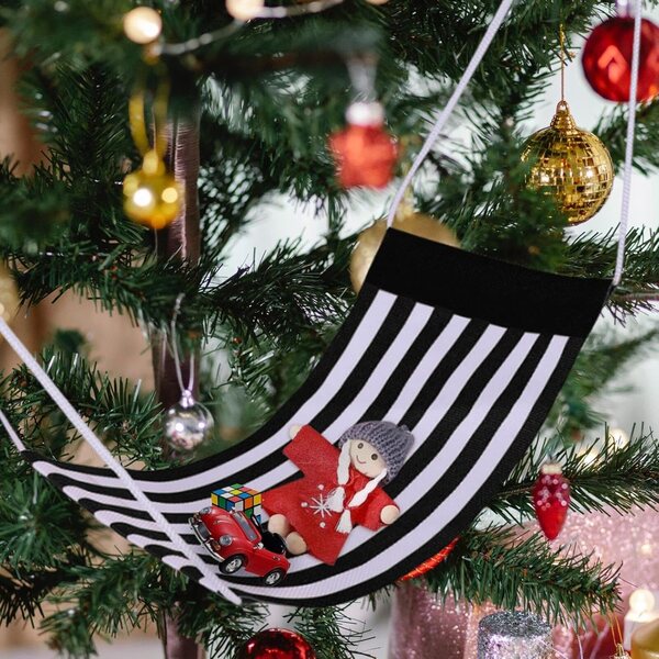 Hamac di Natale a righe per bambole – Decorazione festiva e comoda per la casa delle bambole