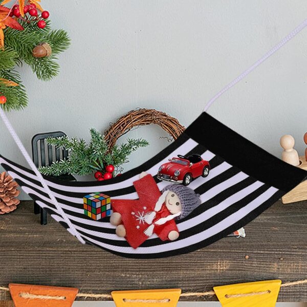 Hamac di Natale a righe per bambole – Decorazione festiva e comoda per la casa delle bambole