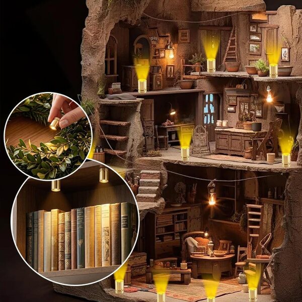DIY-Miniatur-Minihaus-Set mit warmem Licht für Dekorationen und kreative Projekte