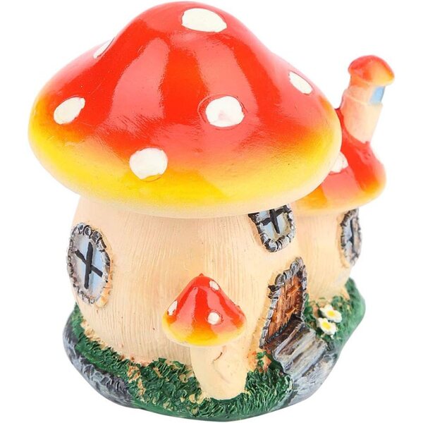 Casa di Funghi da Giardino Fatarique in Resina Colorata - Miniatura Decorativa 9,5 cm
