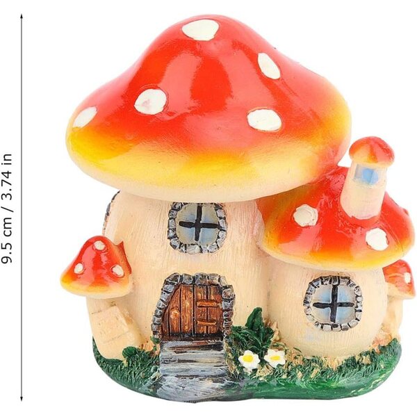 Casa di Funghi da Giardino Fatarique in Resina Colorata - Miniatura Decorativa 9,5 cm