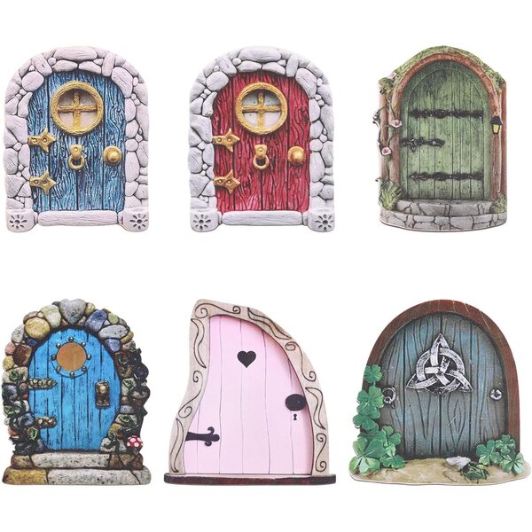 Set 6 Mini Porte da Giardino in Legno FREEBLOSS per Decorazioni Fiabesche 7-10 cm