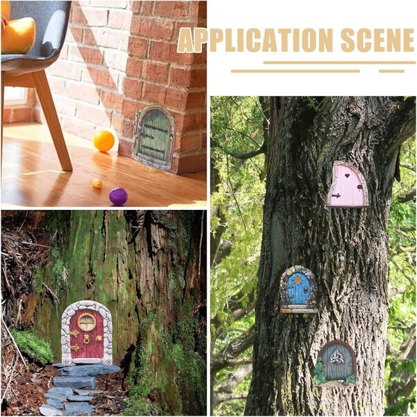 Set 6 Mini Porte da Giardino in Legno FREEBLOSS per Decorazioni Fiabesche 7-10 cm