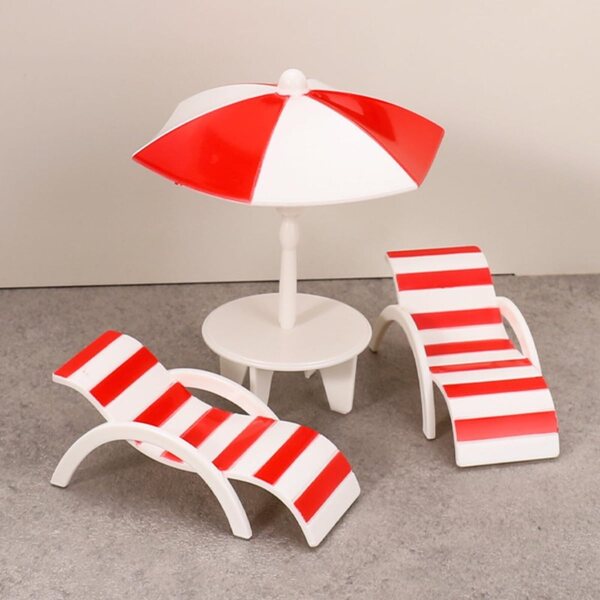 Set miniatura da spiaggia KARLOR: 2 sedie, tavolo e ombrellone per decorazioni creative