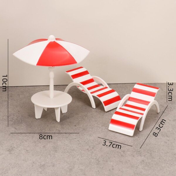 Set miniatura da spiaggia KARLOR: 2 sedie, tavolo e ombrellone per decorazioni creative