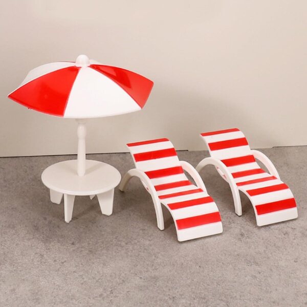 Set miniatura da spiaggia KARLOR: 2 sedie, tavolo e ombrellone per decorazioni creative