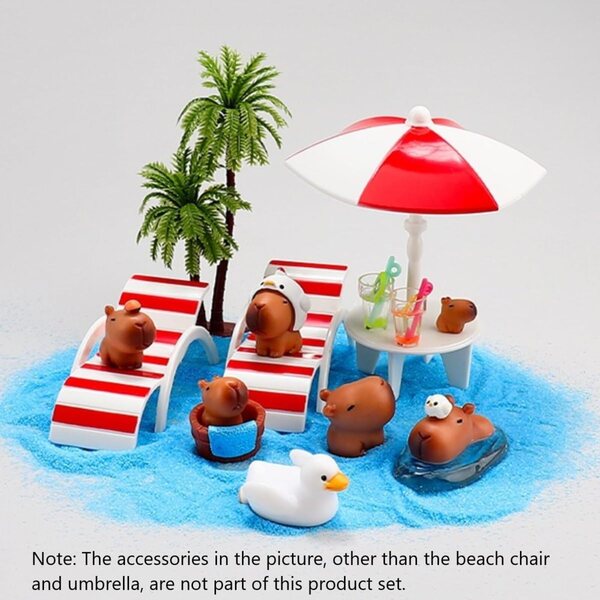 Set miniatura da spiaggia KARLOR: 2 sedie, tavolo e ombrellone per decorazioni creative