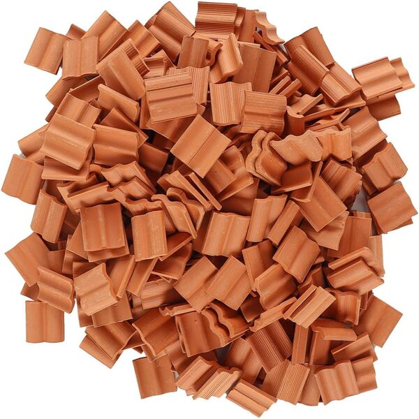 Set 300 Mini Tegole Rosse 2x2 cm in Argilla per Modellismo e Case delle Bambole