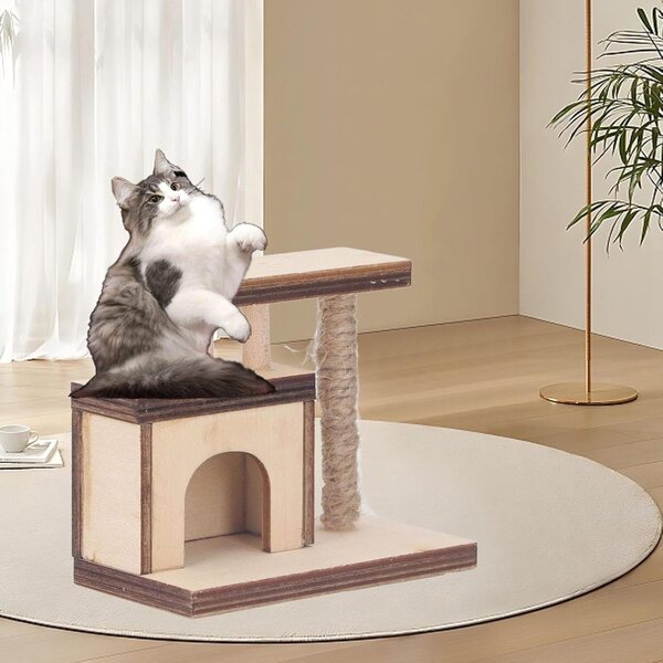Cryfokt Miniatura Scala per Gatto in Legno di Betulla Realistica 1:12 per Case delle Bambole