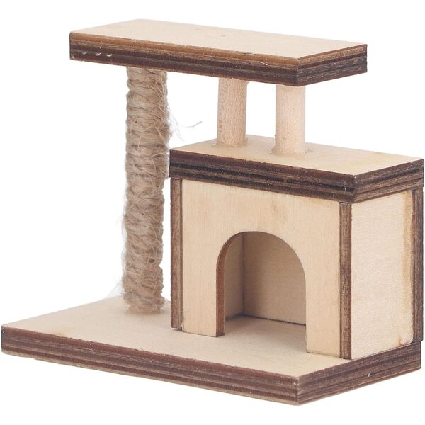 Cryfokt Miniatura Scala per Gatto in Legno di Betulla Realistica 1:12 per Case delle Bambole