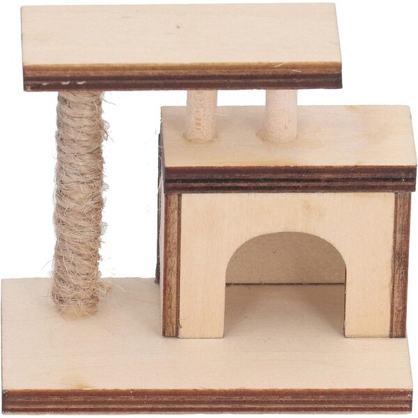 Cryfokt Miniatura Scala per Gatto in Legno di Betulla Realistica 1:12 per Case delle Bambole