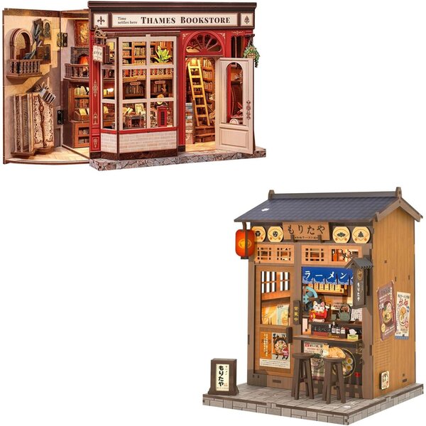 CUTEBEE Book Nook Kit: Miniatura Libreria Britannica con LED, Decorazione Unica