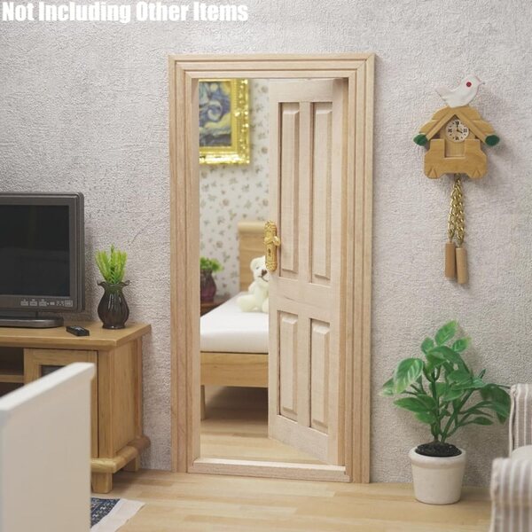 1/12 Miniaturtür aus Holz für Puppenhaus mit Griffen und Schlüsseln
