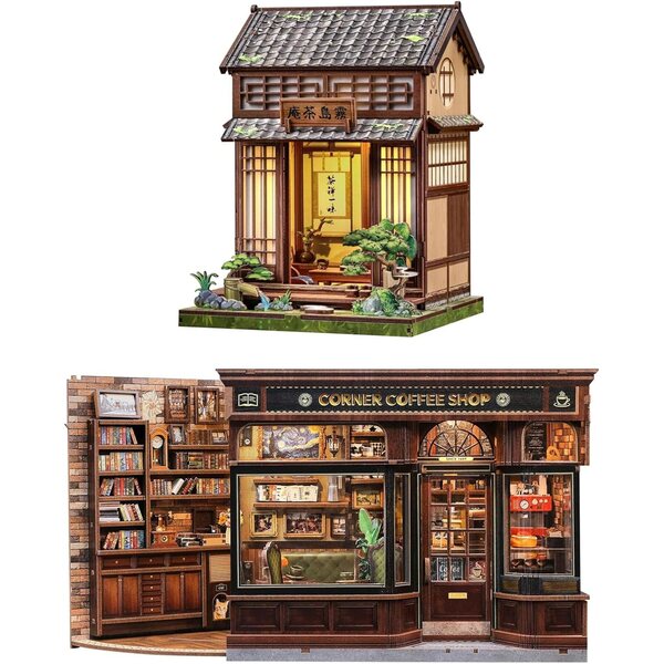 CUTEBEE Book Nook Kit - Puzzle 3D in Legno con LED per Decorare Librerie