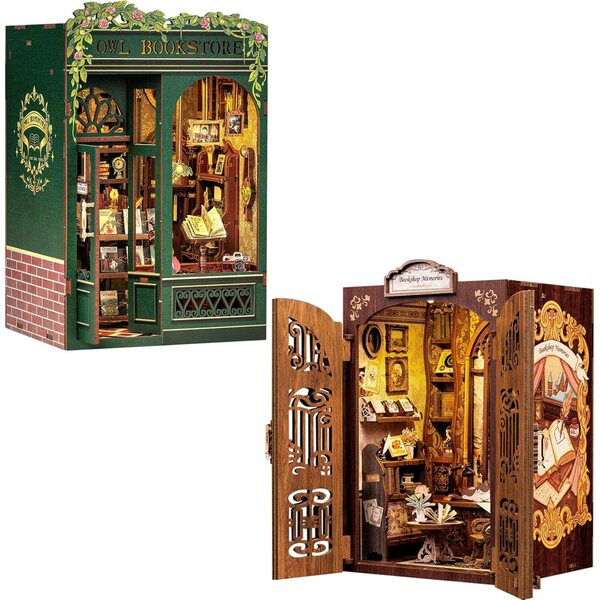 CUTEBEE Kit Book Nook Maison Miniature con LED e Protezione dalla Polvere