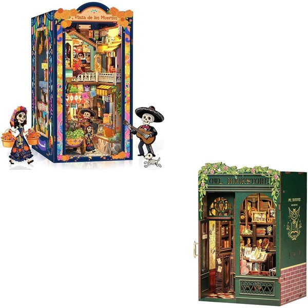 CUTEBEE Book Nook Kit – Miniaturhaus zum Zusammenbauen mit LED und Schutzhülle