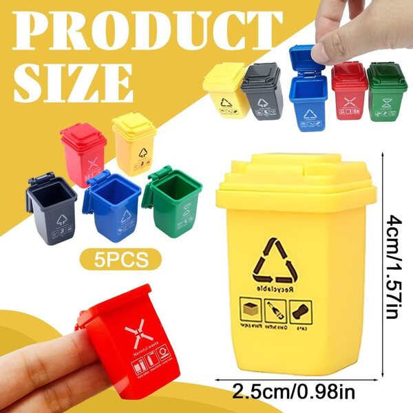 Set 5 Mini Cestini Spazzatura per Case delle Bambole e Decorazioni Miniatura LKJAUOZ