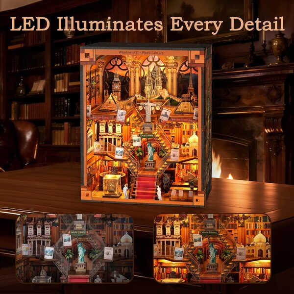 Kit biblioteca miniatura LED fai-da-te per adulti e adolescenti – regalo unico e creativo