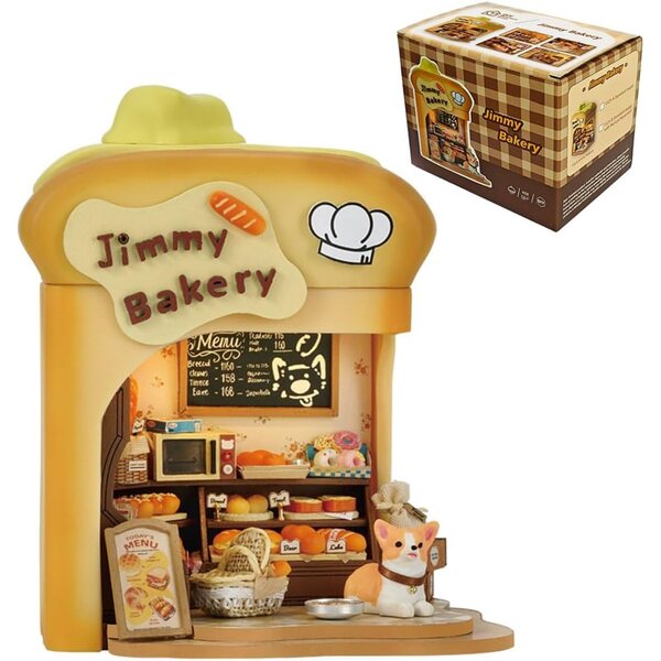 Jimmy's Bakery kit maison miniature DIY con LED calda e dettagli realistici in legno