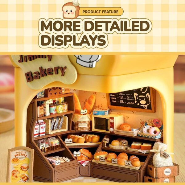 Jimmy's Bakery kit maison miniature DIY con LED calda e dettagli realistici in legno