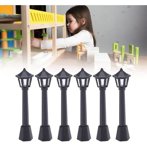 Mini-Gartenlampen für den Modellbau – 6er-Set aus sicherem Kunststoff