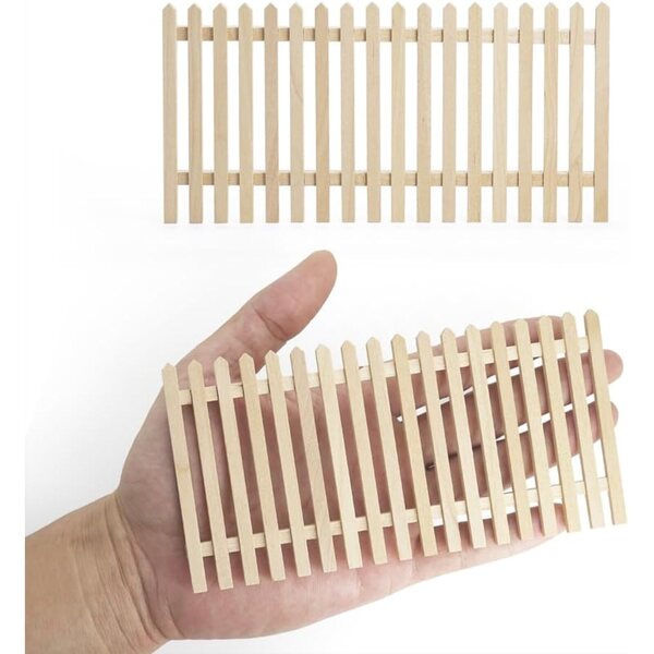 Odoria 1/12 Miniaturzäune für Puppenhaus – Set mit 2 rustikalen Holzzäunen