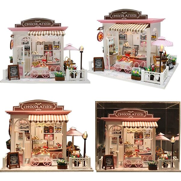 Puppenhaus-Bausatz aus Holz mit Möbeln – 1:24 3D-Architekturmodell – WDC