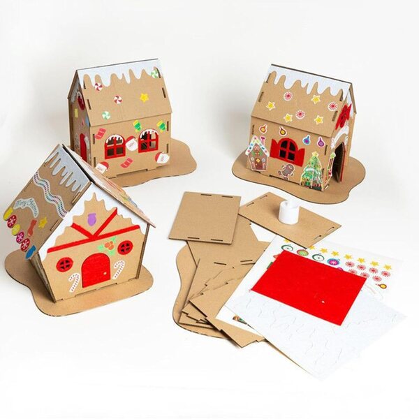 Kit Casa di Natale in Cartone da Assemblare - Artigianato Creativo per Bambini