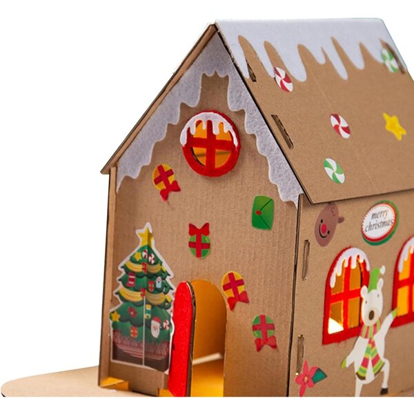 Kit Casa di Natale in Cartone da Assemblare - Artigianato Creativo per Bambini