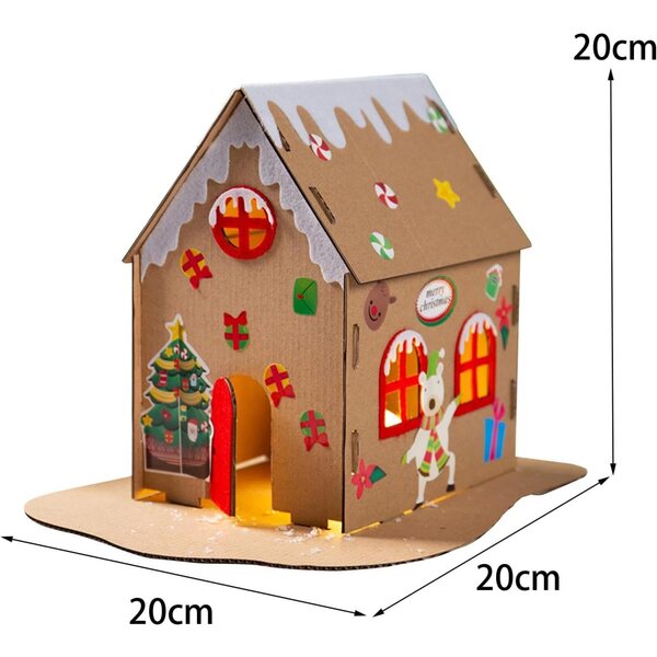 Kit Casa di Natale in Cartone da Assemblare - Artigianato Creativo per Bambini