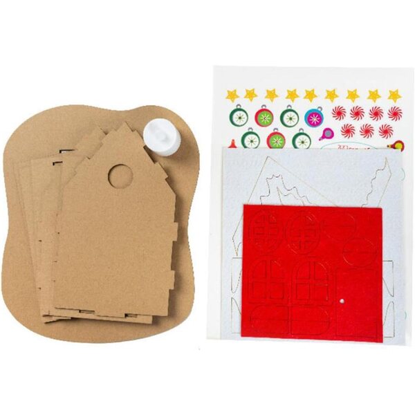 Kit Casa di Natale in Cartone da Assemblare - Artigianato Creativo per Bambini