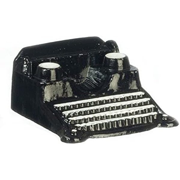 Casa delle bambole classica in bianco e nero con macchina da scrivere Miniatura 1:12
