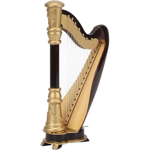 Miniatur-Harfenmodell aus Holz, 16 cm, elegante musikalische Dekoration für Zuhause und Büro