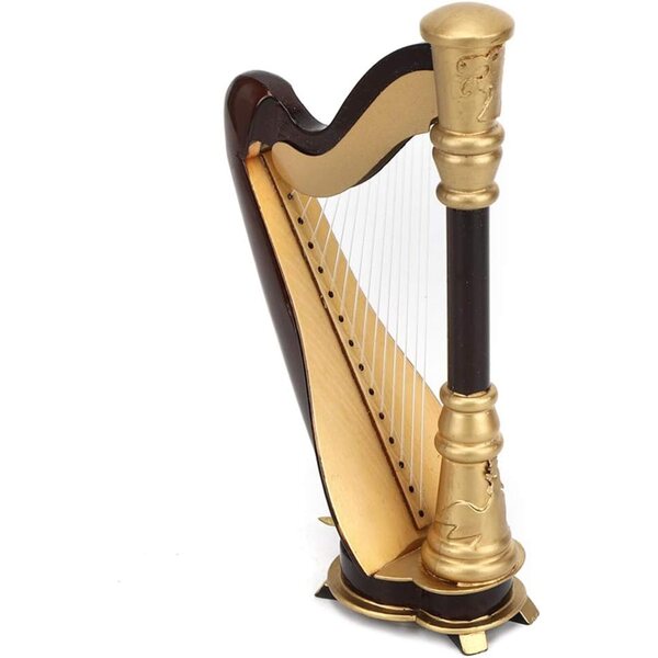 Miniatur-Harfenmodell aus Holz, 16 cm, elegante musikalische Dekoration für Zuhause und Büro