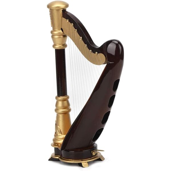 Miniatur-Harfenmodell aus Holz, 16 cm, elegante musikalische Dekoration für Zuhause und Büro